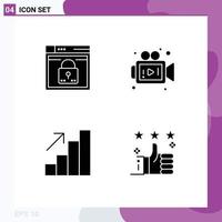 Stock Vector Icon Pack of 4 Line Signs and Symbols for login analytics layout camera growth Editable Vector Design Elements