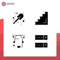 User Interface Pack of 4 Basic Solid Glyphs of construction conversation floor stage support Editable Vector Design Elements