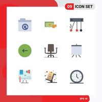 Set of 9 Modern UI Icons Symbols Signs for office stop movement play buttons Editable Vector Design Elements