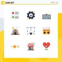 Stock Vector Icon Pack of 9 Line Signs and Symbols for heart radio type tool design Editable Vector Design Elements