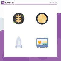 Pack of 4 Modern Flat Icons Signs and Symbols for Web Print Media such as grow speedup plant household travel Editable Vector Design Elements