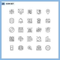 Universal Icon Symbols Group of 25 Modern Lines of navigation location business disease brain tumor Editable Vector Design Elements