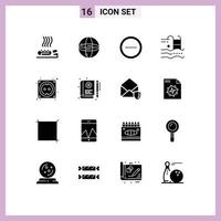 Set of 16 Modern UI Icons Symbols Signs for cable swimming globe summer holiday Editable Vector Design Elements