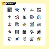Universal Icon Symbols Group of 25 Modern Filled line Flat Colors of setting development location success growth Editable Vector Design Elements