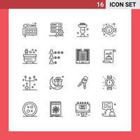 16 User Interface Outline Pack of modern Signs and Symbols of sale commerce setting black friday cupsakes Editable Vector Design Elements