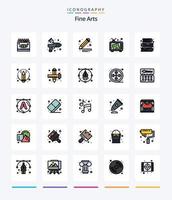 Creative Fine Arts 25 Line FIlled icon pack  Such As art. arts. art. art. tv vector