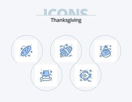 Thanksgiving Blue Icon Pack 5 Icon Design. turkey. holiday. bread. thanksgiving. cornucopia vector