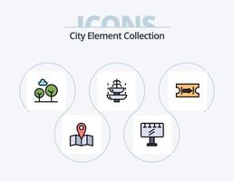 City Element Collection Line Filled Icon Pack 5 Icon Design. . been . recycle been . road vector