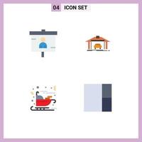 Group of 4 Modern Flat Icons Set for business carriage presentation building claus Editable Vector Design Elements