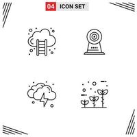 4 Line concept for Websites Mobile and Apps business lightning marketing security weather Editable Vector Design Elements