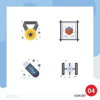 Set of 4 Modern UI Icons Symbols Signs for achievement flash education paper usb Editable Vector Design Elements