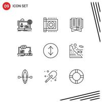 Modern Set of 9 Outlines and symbols such as online training health bookmark islam Editable Vector Design Elements