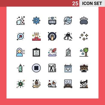 lleno línea plano color paquete de 25 universal símbolos de cosmonauta casco idea astronauta hora editable vector diseño elementos