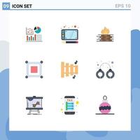 Set of 9 Modern UI Icons Symbols Signs for equipment box computer corner board Editable Vector Design Elements