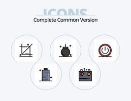 completar común versión línea lleno icono paquete 5 5 icono diseño. teléfono. celúla. borrar. batería. descargar salvar vector