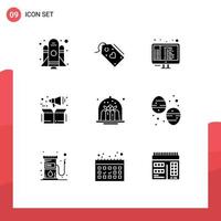 Pack of 9 creative Solid Glyphs of cafe box code product management Editable Vector Design Elements