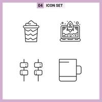 Editable Vector Line Pack of 4 Simple Filledline Flat Colors of beach sweet vacation start up mug Editable Vector Design Elements