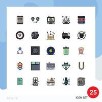 Universal Icon Symbols Group of 25 Modern Filled line Flat Colors of data scales click law balance Editable Vector Design Elements