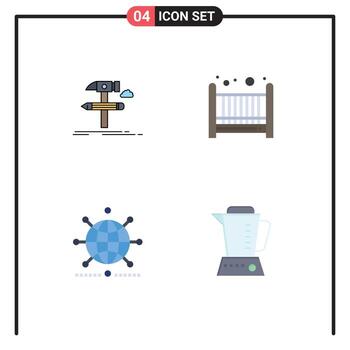 Group of 4 Flat Icons Signs and Symbols for build global tool bad business Editable Vector Design Elements