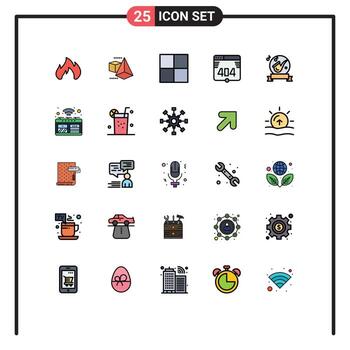 25 User Interface Filled line Flat Color Pack of modern Signs and Symbols of intelligent play wireframe music ribbon Editable Vector Design Elements