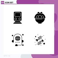 4 Creative Icons Modern Signs and Symbols of rail communication transportation egg discussion Editable Vector Design Elements