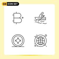 Line Pack of 4 Universal Symbols of add bakery cryptocurrency rowing dessert Editable Vector Design Elements