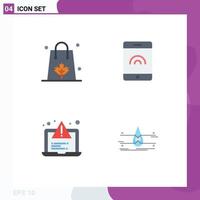 User Interface Pack of 4 Basic Flat Icons of autumn testing shopping touch water Editable Vector Design Elements