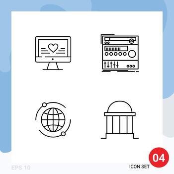 conjunto de 4 4 moderno ui íconos símbolos señales para computadora mundo Boda módulo en línea editable vector diseño elementos