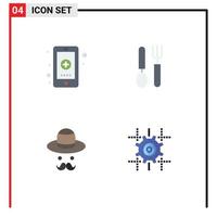 Flat Icon Pack of 4 Universal Symbols of app avatar medical dinner day Editable Vector Design Elements