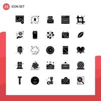 User Interface Pack of 25 Basic Solid Glyphs of design coding data integration website interface Editable Vector Design Elements