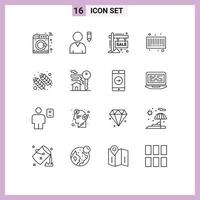 16 Thematic Vector Outlines and Editable Symbols of holi food hording code bar Editable Vector Design Elements