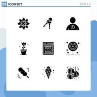 Set of 9 Modern UI Icons Symbols Signs for web developers organization page avatar tulip easter Editable Vector Design Elements