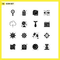 16 Universal Solid Glyphs Set for Web and Mobile Applications art file report paper data Editable Vector Design Elements