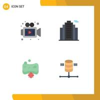 4 Thematic Vector Flat Icons and Editable Symbols of camera spa building beauty hosting Editable Vector Design Elements