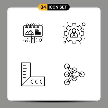4 Universal Line Signs Symbols of ad learning management geometry algorithm Editable Vector Design Elements