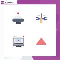 User Interface Pack of 4 Basic Flat Icons of abduction screen cloud toolings arrow Editable Vector Design Elements