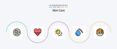 Skin Line Filled Flat 5 Icon Pack Including infected wound. injury. dermatology. cut. bleeding vector