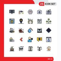 User Interface Pack of 25 Basic Filled line Flat Colors of generator emergency minus electricity basic Editable Vector Design Elements