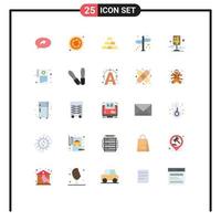 25 User Interface Flat Color Pack of modern Signs and Symbols of pin destination gold city navigation Editable Vector Design Elements