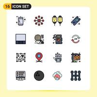 16 User Interface Flat Color Filled Line Pack of modern Signs and Symbols of search engine grid dog travel ticket Editable Creative Vector Design Elements