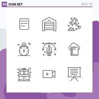 Set of 9 Modern UI Icons Symbols Signs for art time protection timer stop Editable Vector Design Elements