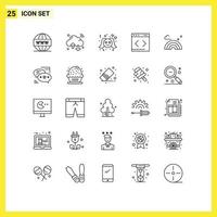 Mobile Interface Line Set of 25 Pictograms of website management iot content valentine Editable Vector Design Elements