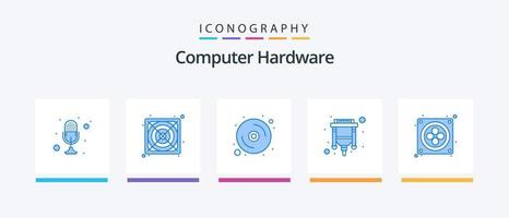 Computer Hardware Blue 5 Icon Pack Including fan. hdmi. computer. usb. cable. Creative Icons Design vector