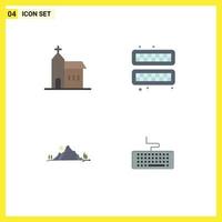 valores vector icono paquete de 4 4 línea señales y símbolos para edificio montaña histórico cubo colina editable vector diseño elementos