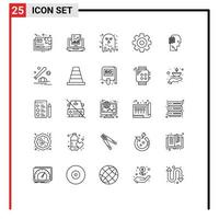 Universal Icon Symbols Group of 25 Modern Lines of media player gear laptop scary ghost Editable Vector Design Elements