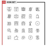 Group of 25 Modern Lines Set for computer smart wrist bank envelope digital Editable Vector Design Elements