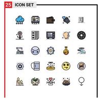 Set of 25 Modern UI Icons Symbols Signs for tool fire chart bucket user Editable Vector Design Elements