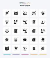 Creative Employment 25 Glyph Solid Black icon pack  Such As badge. achievement. business. teamwork. interview vector