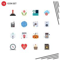 Set of 16 Commercial Flat Colors pack for talkie hardware signal devices power Editable Pack of Creative Vector Design Elements