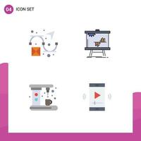 4 Universal Flat Icons Set for Web and Mobile Applications creative coffee business graph maker Editable Vector Design Elements